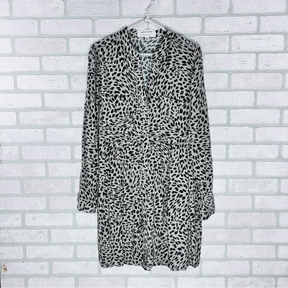 Anthropologie Cloth & Stone Cheetah Print Mini Dress in Olive Size S - Picture 8 of 11